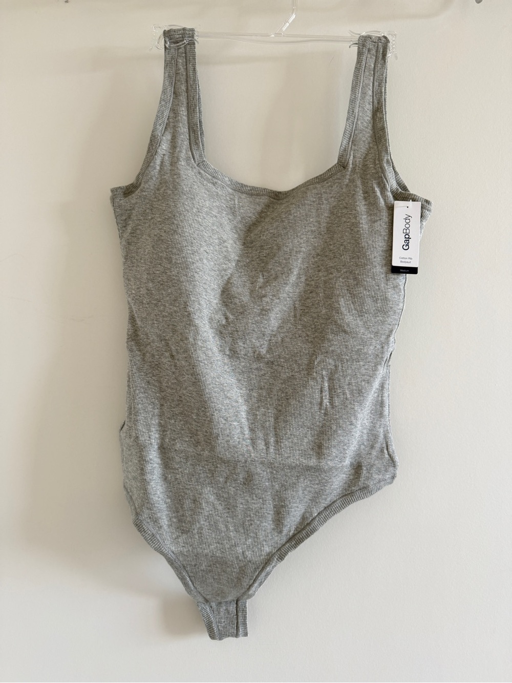 GapBody Gray Ribbed Bodysuit Medium Cotton Stretch Tank Top NWT